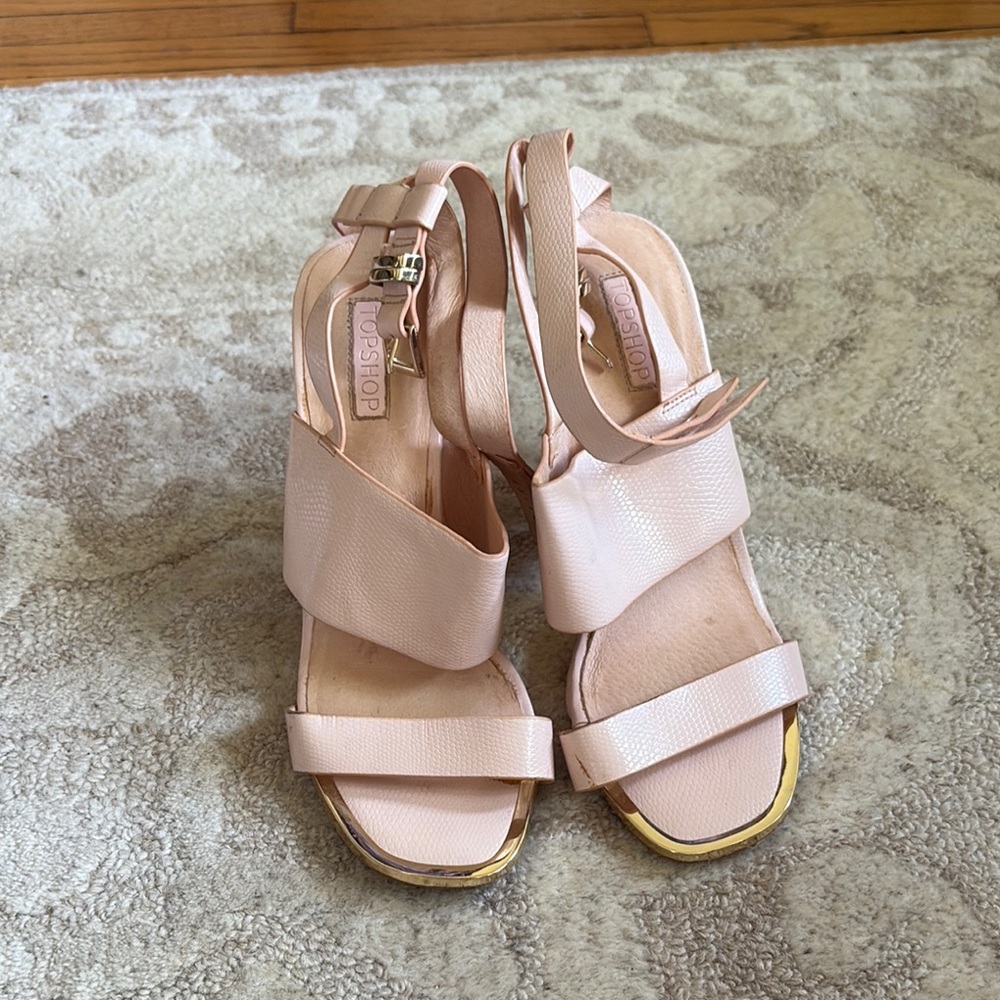 Topshop Pink Sandals with Wide Straps and Ankle Design